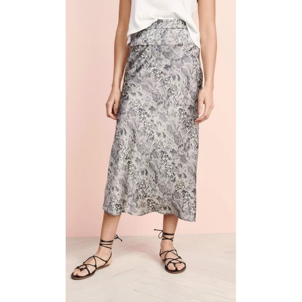NWOT - Free People - Midi Satin Slip Skirt, Snake Skin Print Women's Size 0